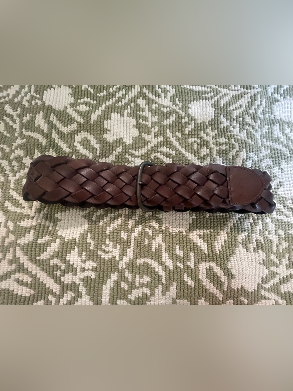 Club Monaco Wide Brown Woven Leather Belt Chunky